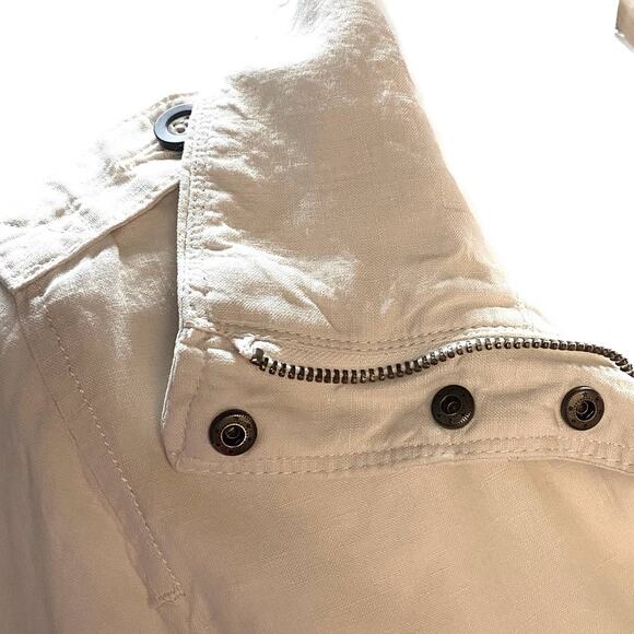 Lucky Brand Military Zip-up 100% Linen Drawstring Waist Jacket Beige Women S - Picture 5 of 12